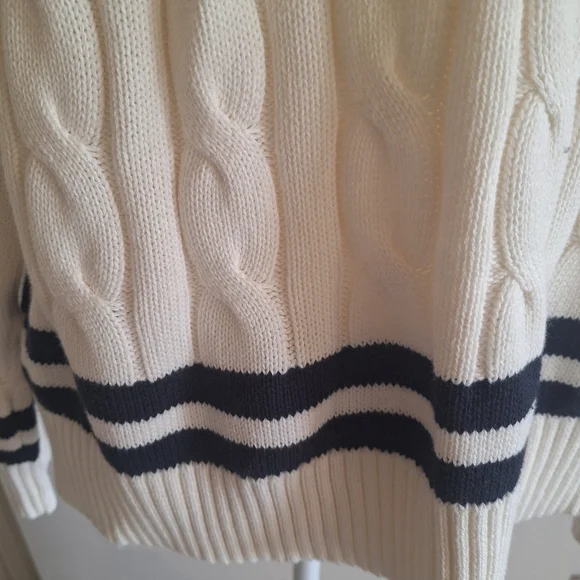 Primark Cream and Black V-Neck Cable Sweater Size L- New With Tags - Picture 6 of 10